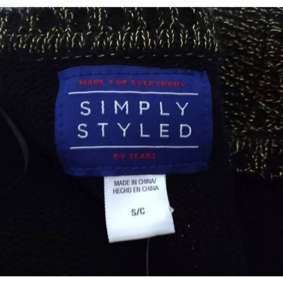 SIMPLY STYLED BLACK & METALLIC GOLD SWEATER SZ.S NWT. - Picture 6 of 9